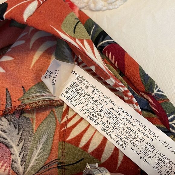 Zara Floral Wide Leg Floral Tropical (VACATION) Palazzo Pants Sz Medium - Picture 3 of 5